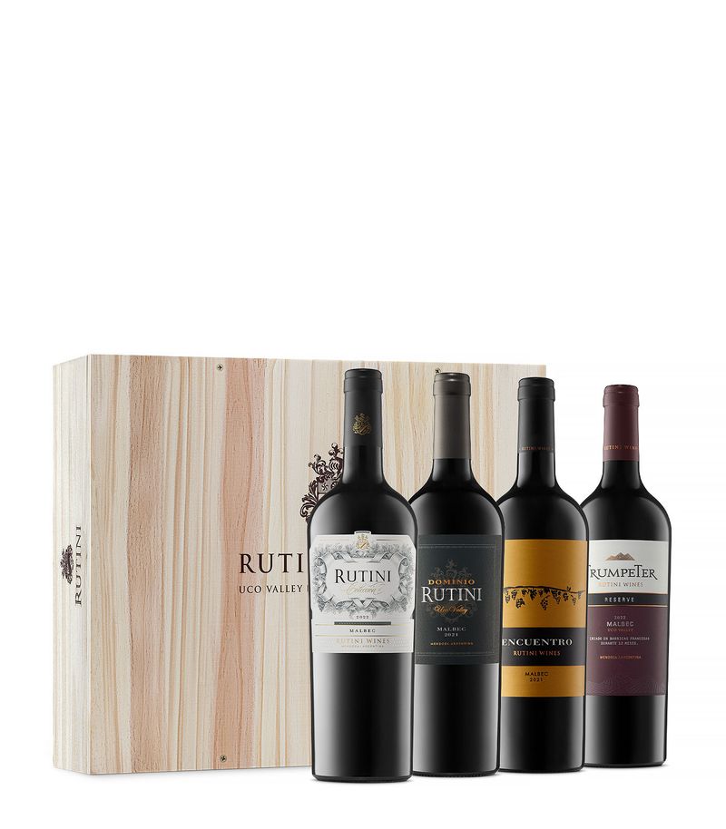 Cajon-Rutini-Malbec-Dominio-Malbec-Encuentro-Malbec-Trumpeter-Reserve-Malbec-x4